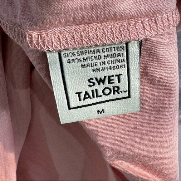Swet Tailor Size M Softest V Neck T Shirt In Pearl Blush Supima Cotton Modal NEW - Picture 6 of 10